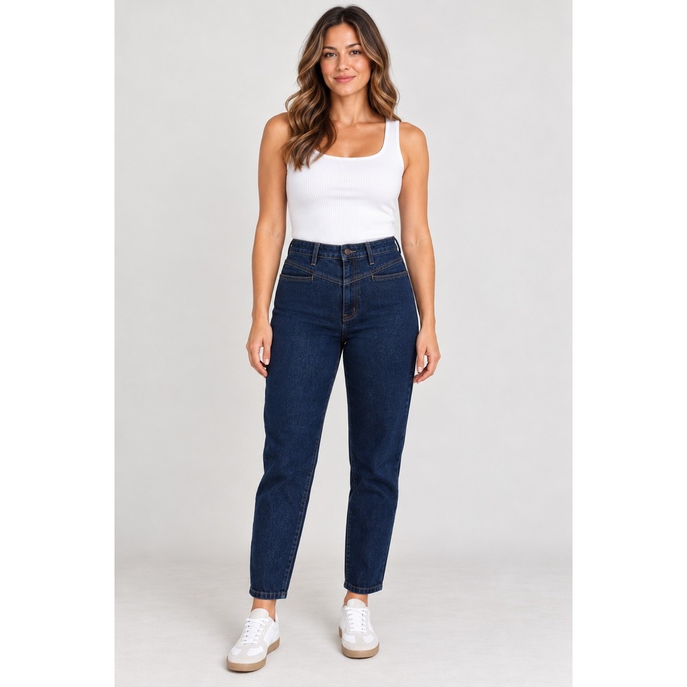 NWOT House of Harlow 1960 Womens Dark Wash High Rise Tapered Mom Jeans Size 30